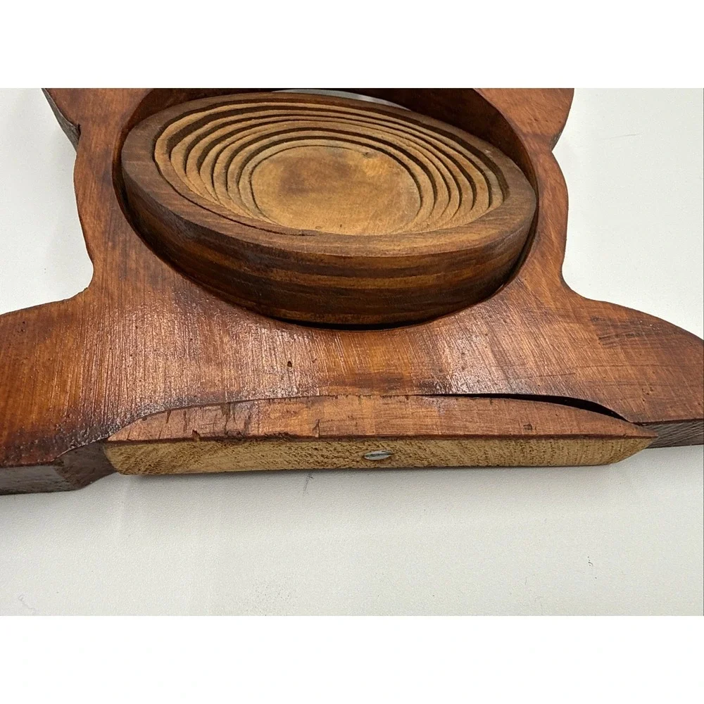 Vintage Spiral Cut Collapsible Wooden‎ Basket Floral Rose Tulip Handmade